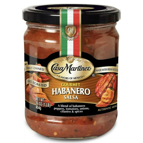 Pack of 6, Casa Martinez Fire Roasted Habanero Salsa, 16 oz