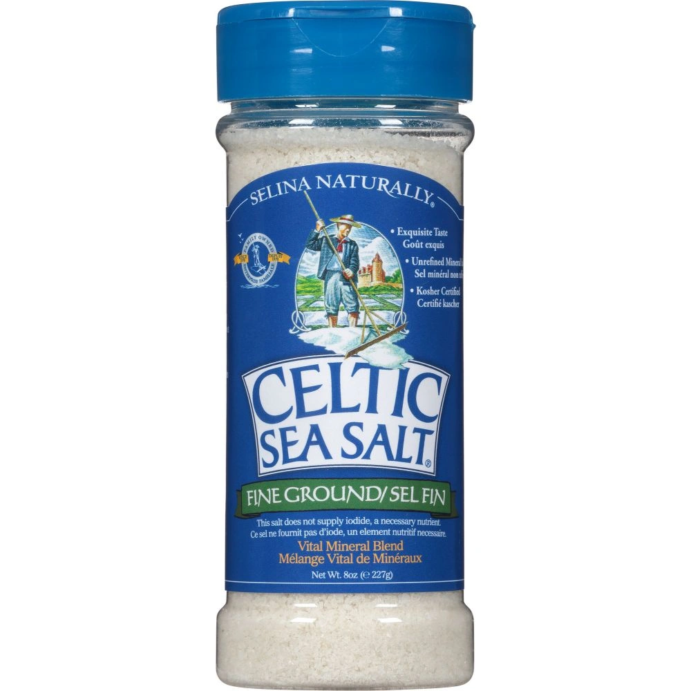 Pack of 6, Celtic Fine Ground Sea Salt Shaker, 8 oz