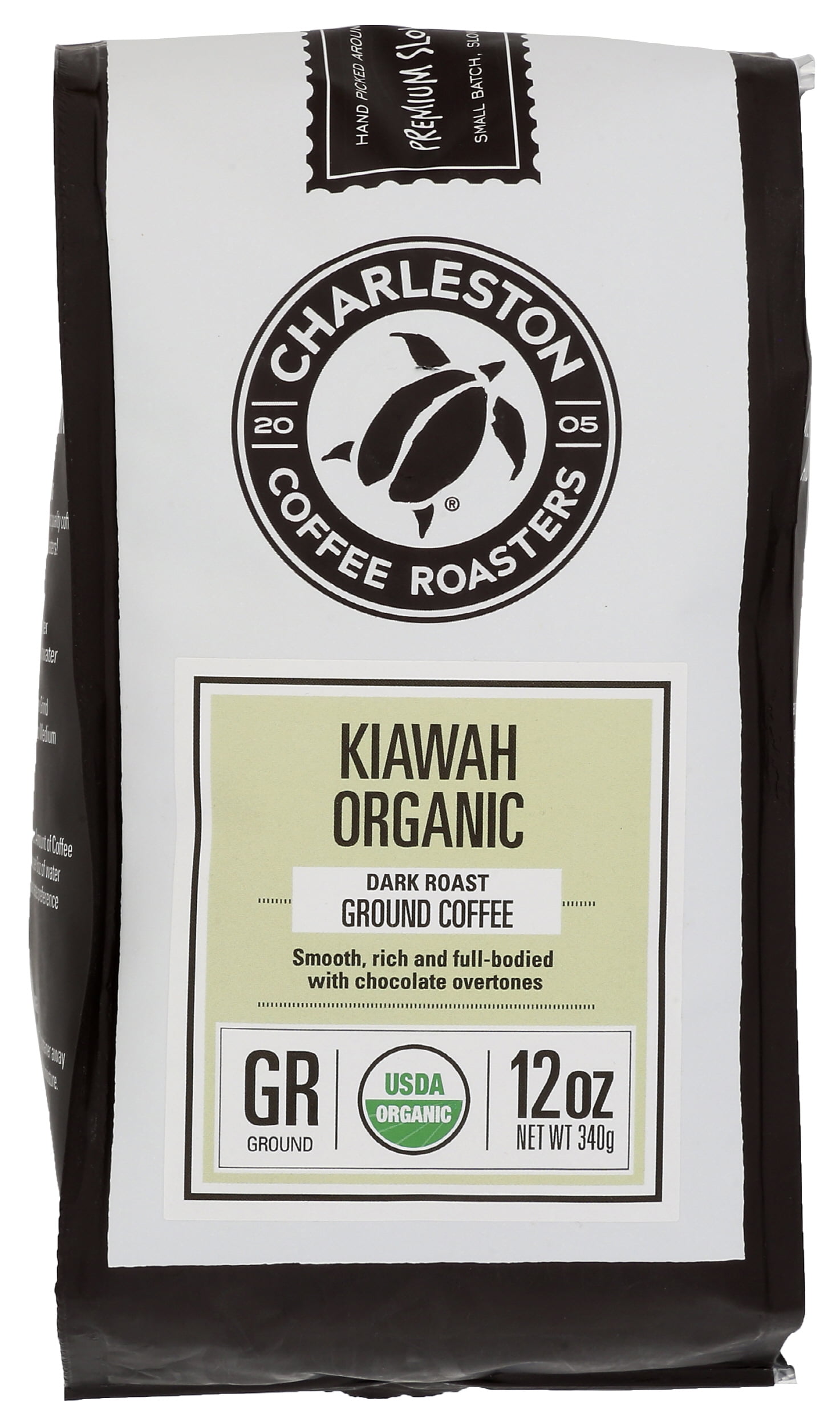 Pack of 6, Charleston Coffee Roaster Kiawah Organic Dark Roast Ground ...