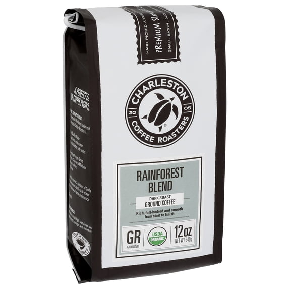 Pack of 6, Charleston Coffee Roaster Rainforest Blend Whole Bean Coffee ...