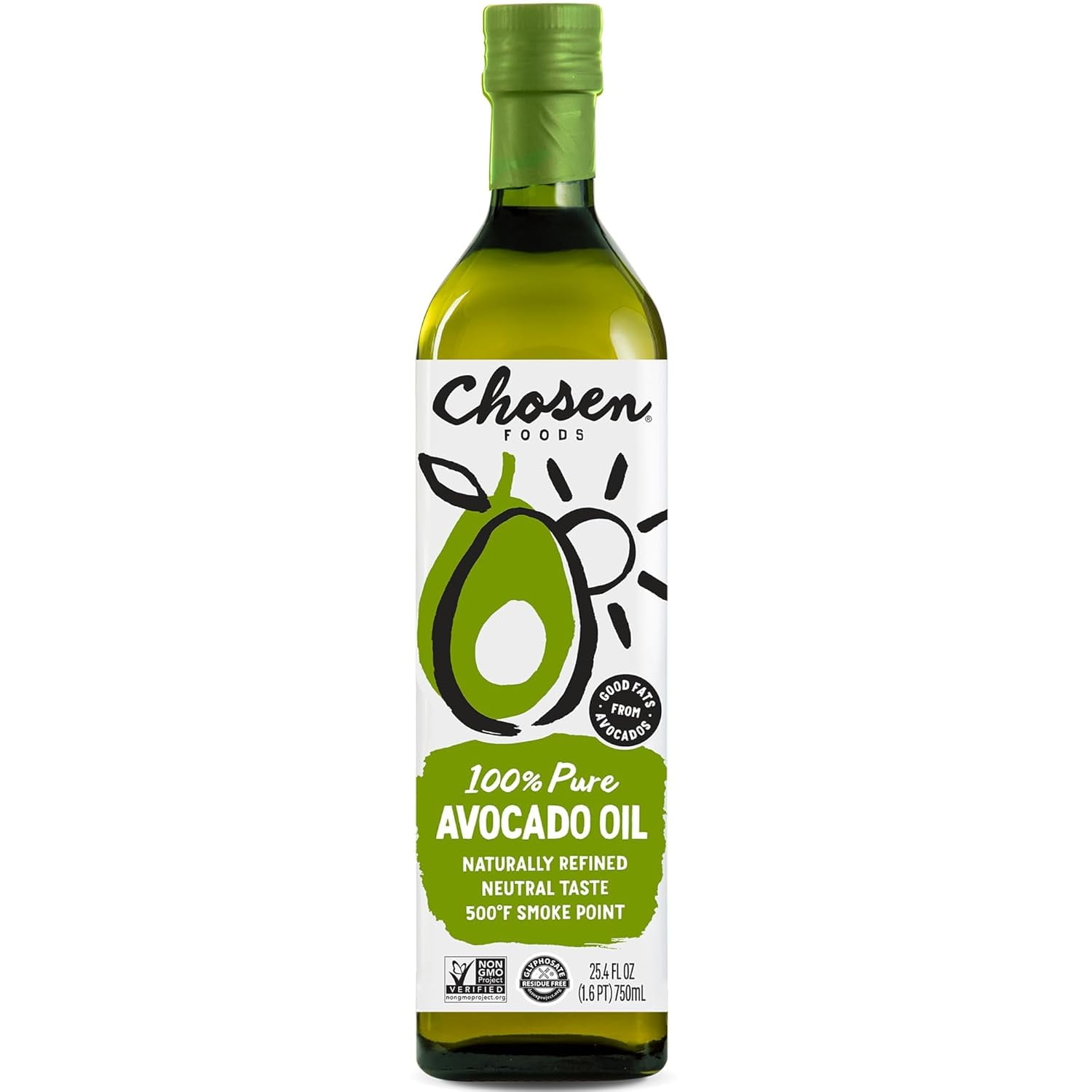 Pack of 6, Chosen Foods 100% Pure Avocado Oil, 25.4 fl oz