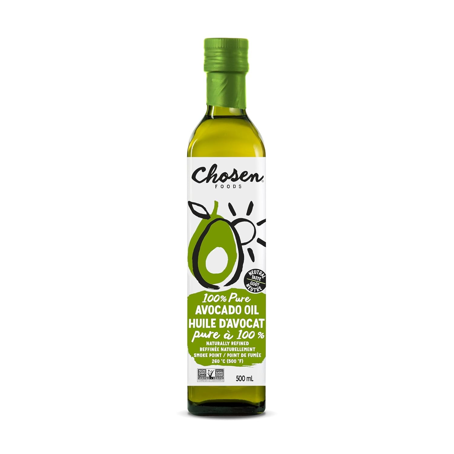 Pack of 6, Chosen Foods 100% Pure Avocado Oil, 500 ml