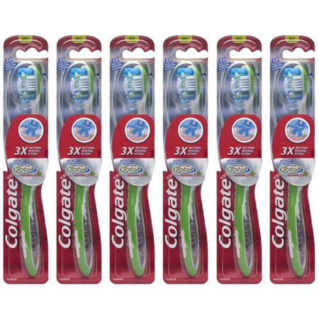 Pack of (6) Colgate 360 Total Advanced Full Head Toothbrush, Medium