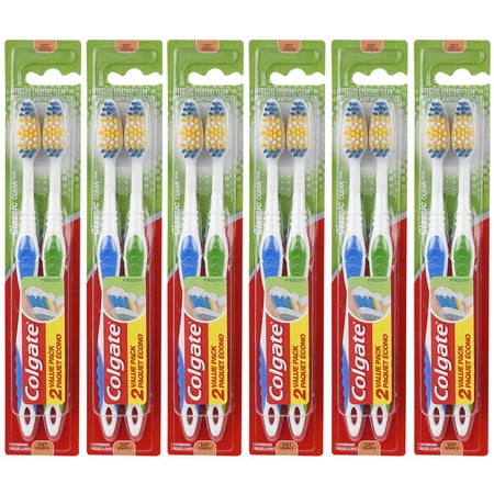 Pack of (6) Colgate Classic Clean Full Head Toothbrush, Soft, 2 Count