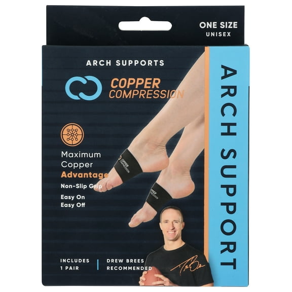 Pack of 6, Copper Compression Arch Supports, 1 ea