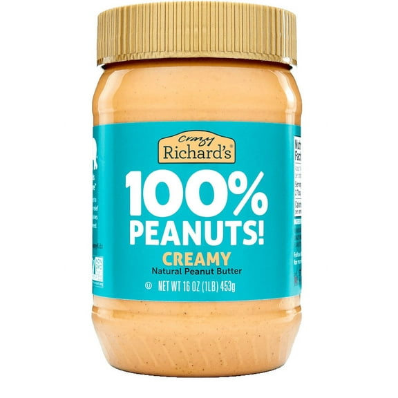 (Pack of 6) Crazy Richards 100% Peanuts Creamy Natural Peanut Butter, 16 oz