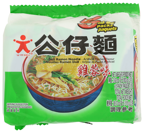 (Pack of 6) DOLL Ramen Chicken Flavor Noodles 5-Pack 18.17 oz