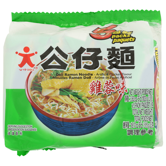 (Pack of 6) DOLL Ramen Chicken Flavor Noodles 5-Pack 18.17 oz