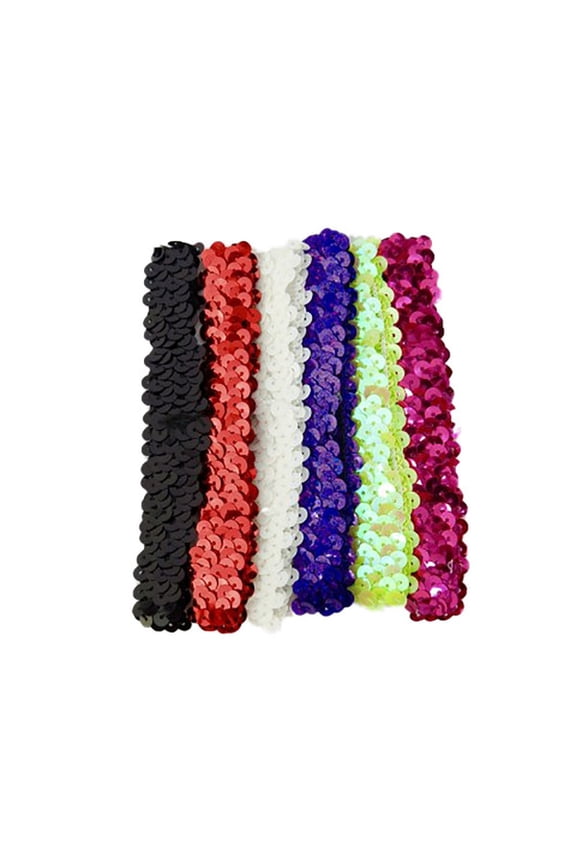 Pack of 6 Dark Sequin Headbands for 18in Dolls | American Fashion World
