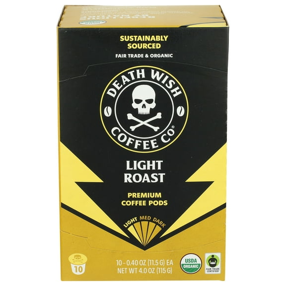 Pack of 6 Death Wish Coffee Whole Bean Light Roast 10 Count