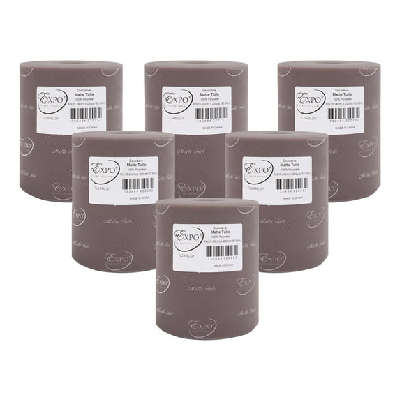 Pack of 6 Decorative Matte Tulle Spool of 6 Inch X 200 yards