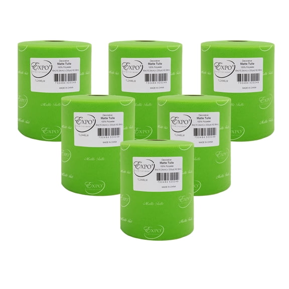 Pack of 6 Decorative Matte Tulle Spool of 6 Inch X 200 yards