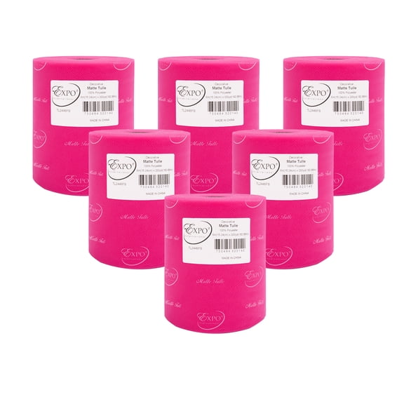 Pack of 6 Decorative Matte Tulle Spool of 6 Inch X 200 yards