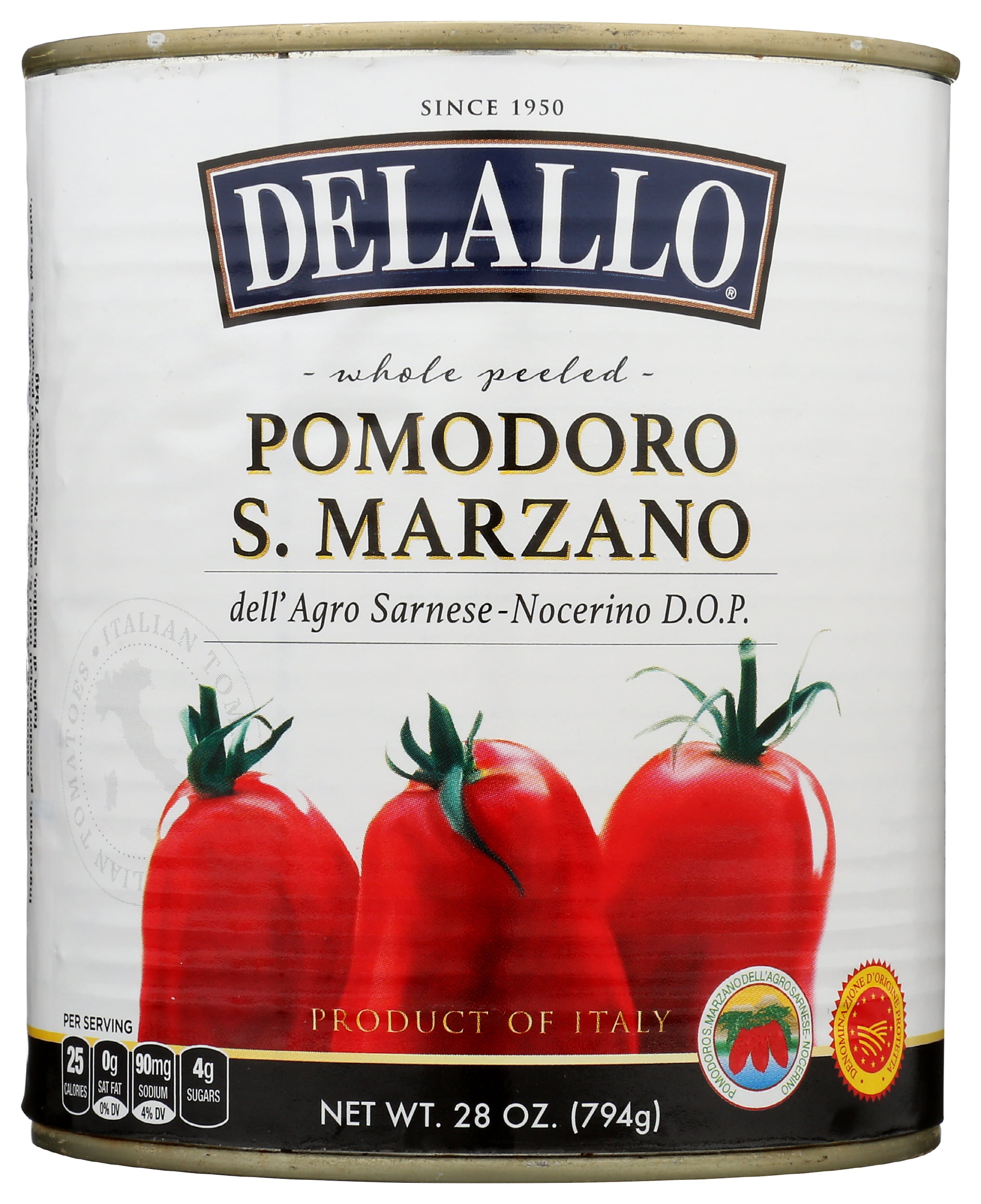Pack of 6, Delallo San Marzano Style Whole Peeled Tomatoes, 28 oz