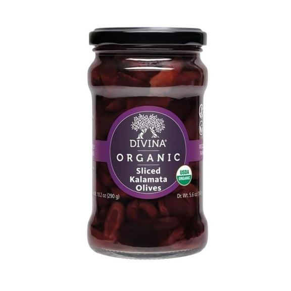 Pack of 6, Divina Organic Sliced Kalamata Olives, 5.6 oz