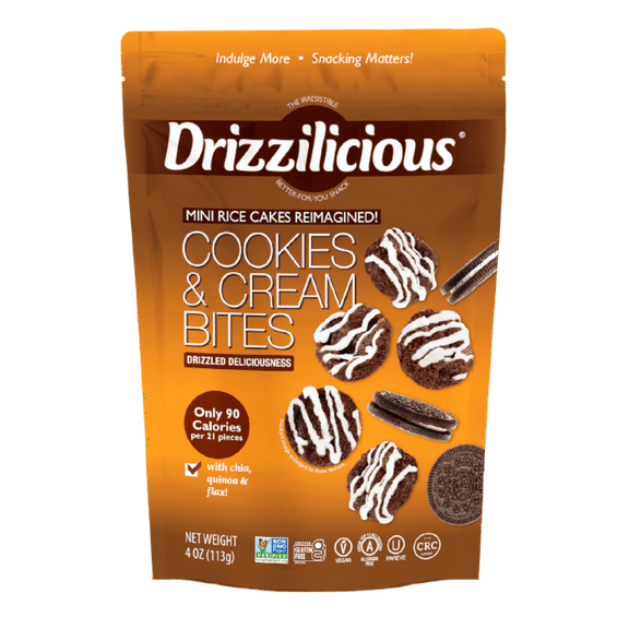 Drizzilicious Cookies & Cream Mini Rice Cake Bites, 4 oz
