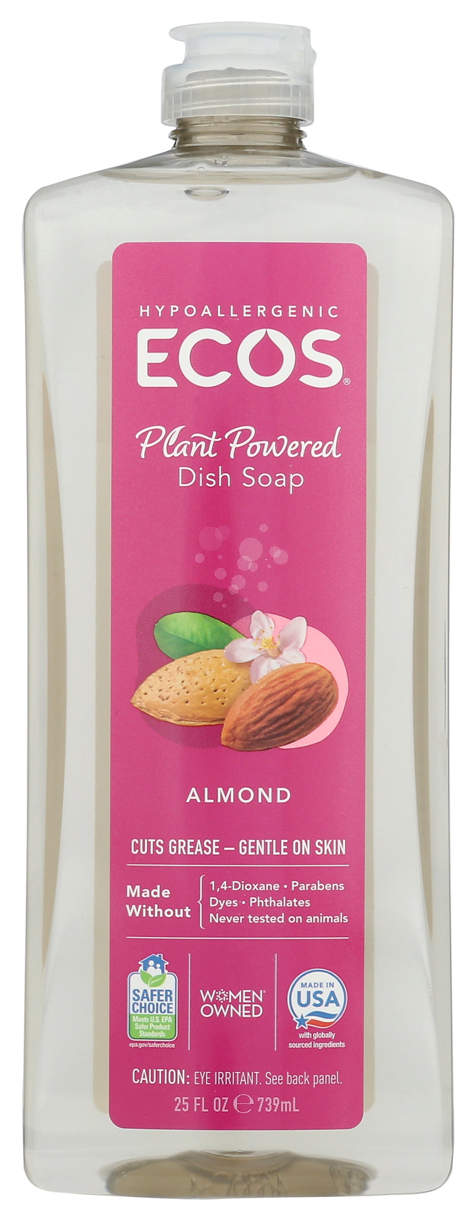 Pack of 6, Ecos Almond Plant Powered Dish Soap, 25 oz