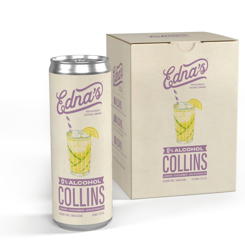Pack of 6, Ednas Non Alcoholic Cockt Collins Lemon Cucumber Gin Extract, 48 fo
