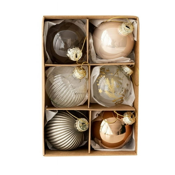 Pack of 6 Elegant Glass Christmas Balls Ornament Add Festive Atmospheres to Your Home Decorations Porches Window Decors