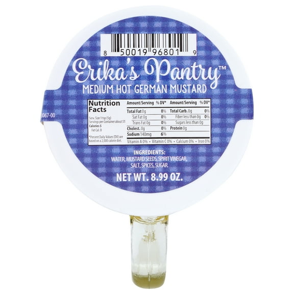 Pack of 6, Erikas Pantry Medium Hot German Mustard, 8.99 oz