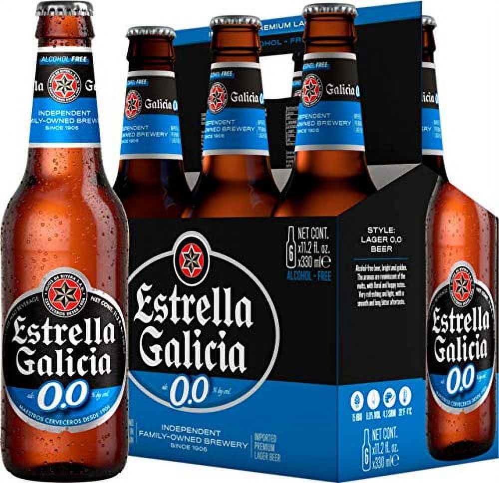 [Pack of 6] Estrella Galicia 0.0 NA Non Alcoholic Beer, Water from A