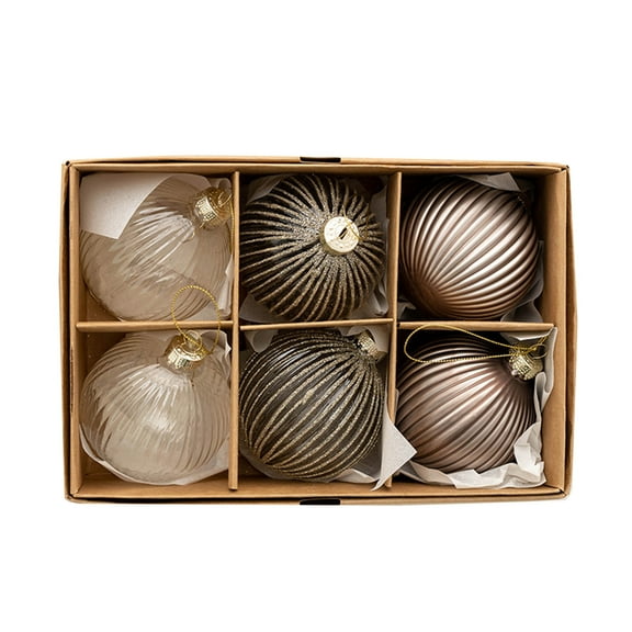 Pack of 6 Exquisite Glass Christmas Bauble Balls Ornaments Create Festive Atmospheres at Homes Festival Party Ornament