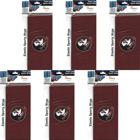 Pack of 6 - Florida State Seminoles Elastic Bandage Sports Wrap with Clips (3" x 54")