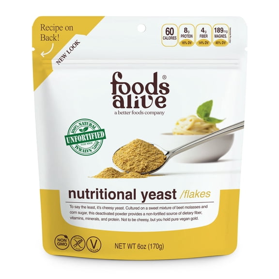 (Pack of 6) Foods Alive Non-Fortified Nutritional Yeast Flakes, 6 oz