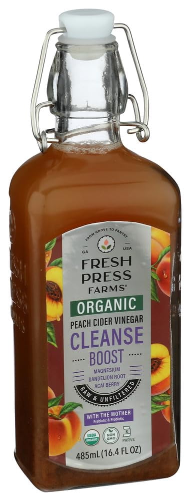 (Pack of 6) Fresh Press Farms Vinegar Peach Cider Cleanse 485 Ml