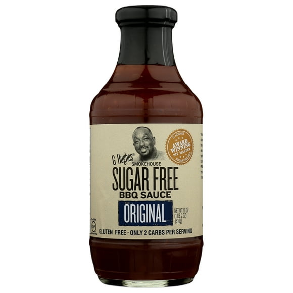 Pack of 6, G Hughes Smokehouse Sugar Free Original BBQ Sauce, 18 oz