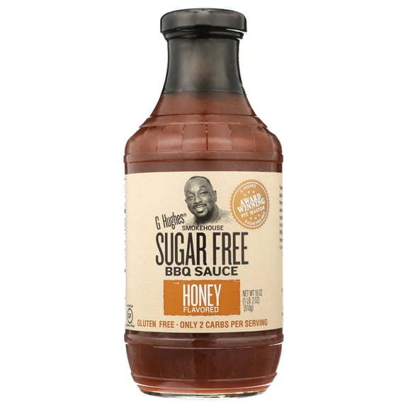 Pack of 6, G Hughes Sugar-Free Honey Flavored BBQ Sauce, 18 oz