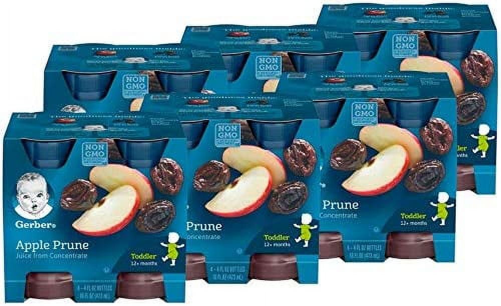 Pack of 6 Gerber Apple Prune Juice 4 fl oz Bottles 4 CT