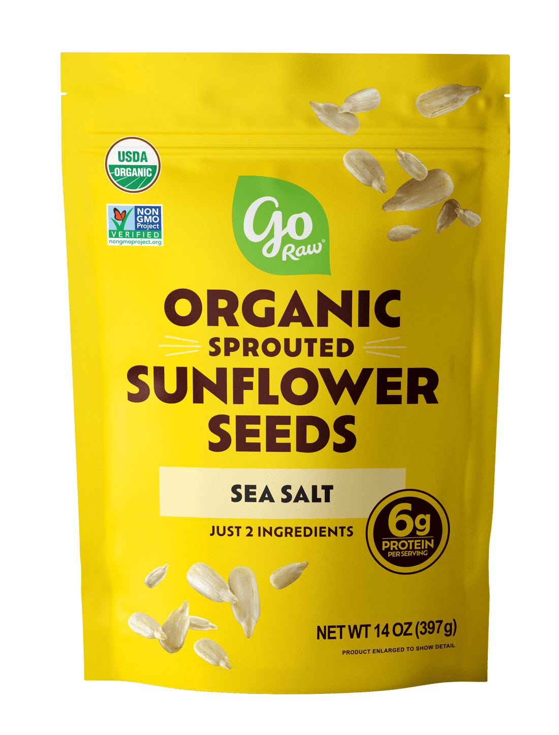Pack of 6, Go Raw Organic Sprouted Sunflower Seeds, Sea Salt, 14 oz