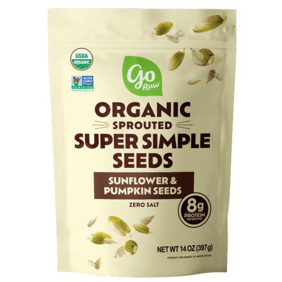 Pack of 6, Go Raw Organic Sprouted Super Simple Seeds - Sunflower and Pumpkin Seeds, 4 oz
