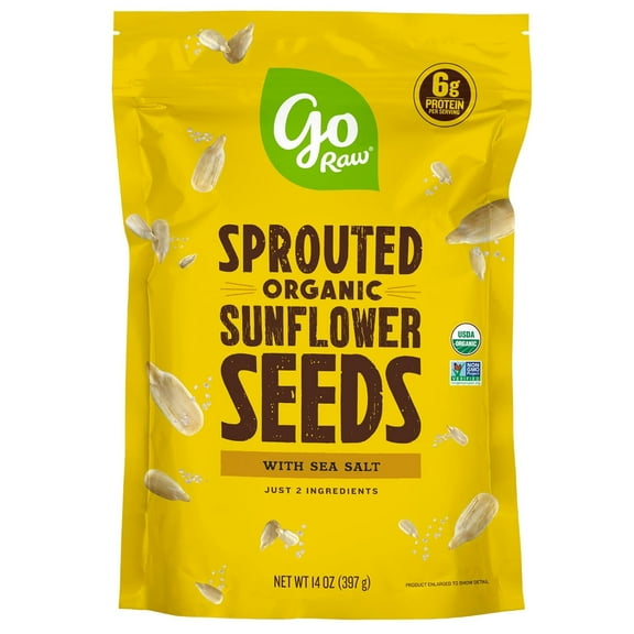 Pack of 6, Go Raw Sprouted Sunflower Seeds, 14 oz