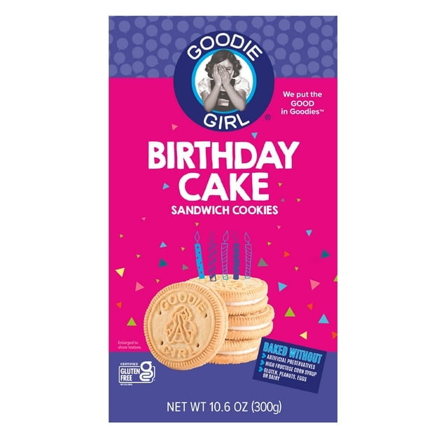 Pack of 6, Goodie Girl Birthday Cake Sandwich Cookies, 10.6 oz