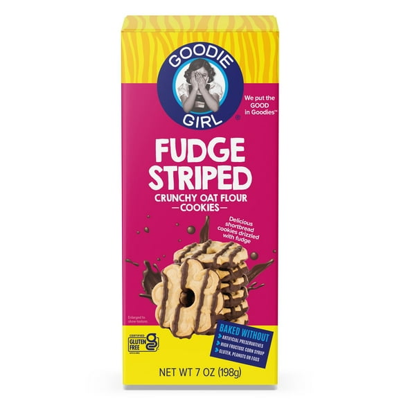 Pack of 6, Goodie Girl Fudge Striped Crunchy Oat Flour Cookies, 7 oz