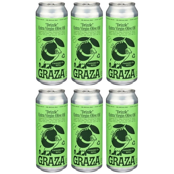 (Pack of 6) Graza Drizzle Extra Virgin Olive Oil Refill Can 16.3 Fl Oz