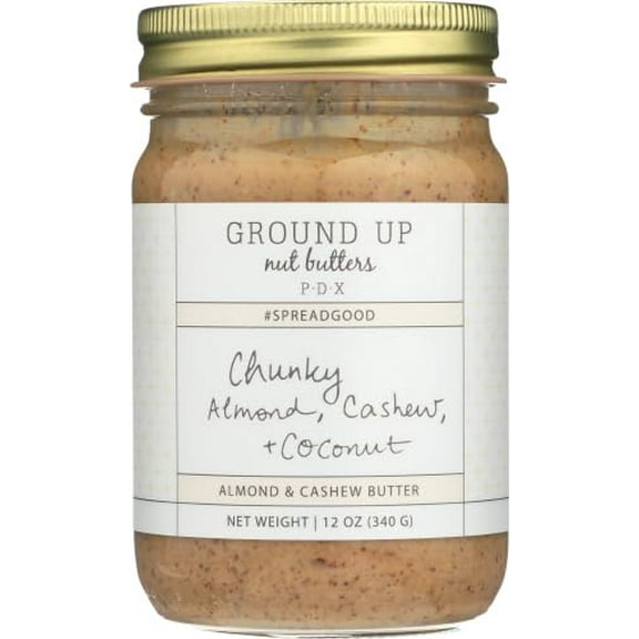 (Pack of 6) Ground Up Butter, Chunky Almond, Cashew, Coconut 12 Oz