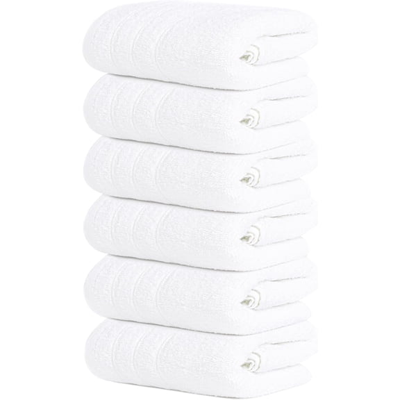 Pack of 6 Hand Towels, 100% Cotton, Lighter Weight, Quick to Dry, 16 x 28 Inches, Super Soft & Absorbent, Perfect for Bathroom & Kitchen, Green