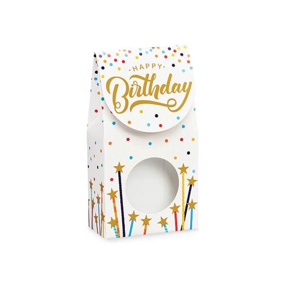 Pack of 6, Happy Birthday Stars Window Box, Small 3.5x1.75x6.5" for Birthday Celebration