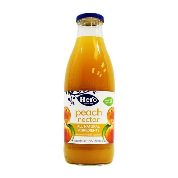 (Pack of 6) Hero Nectar Peach Juice, 33.8 fl oz