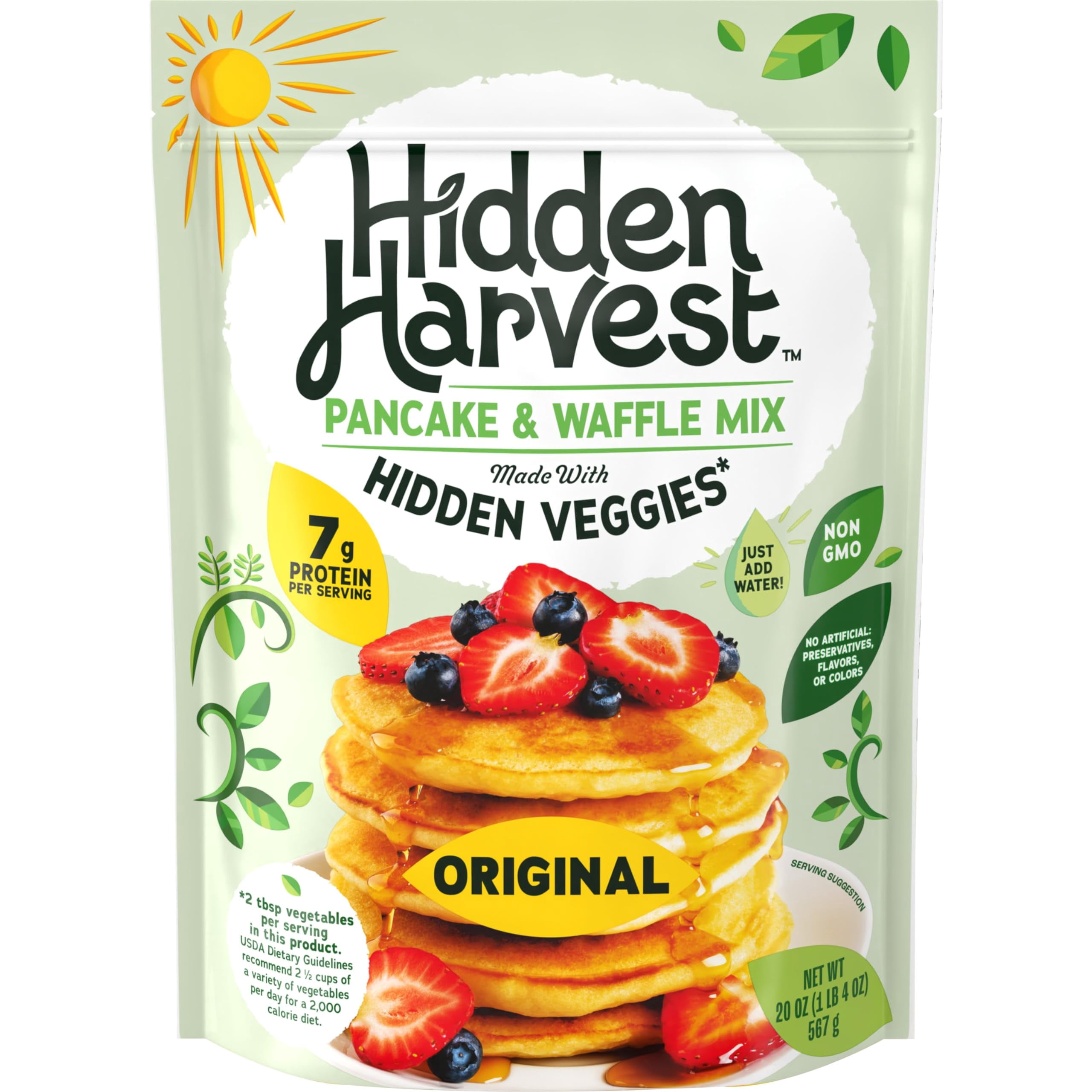 (Pack of 6) Hidden Harvest Pancake Mix Original 20 Oz