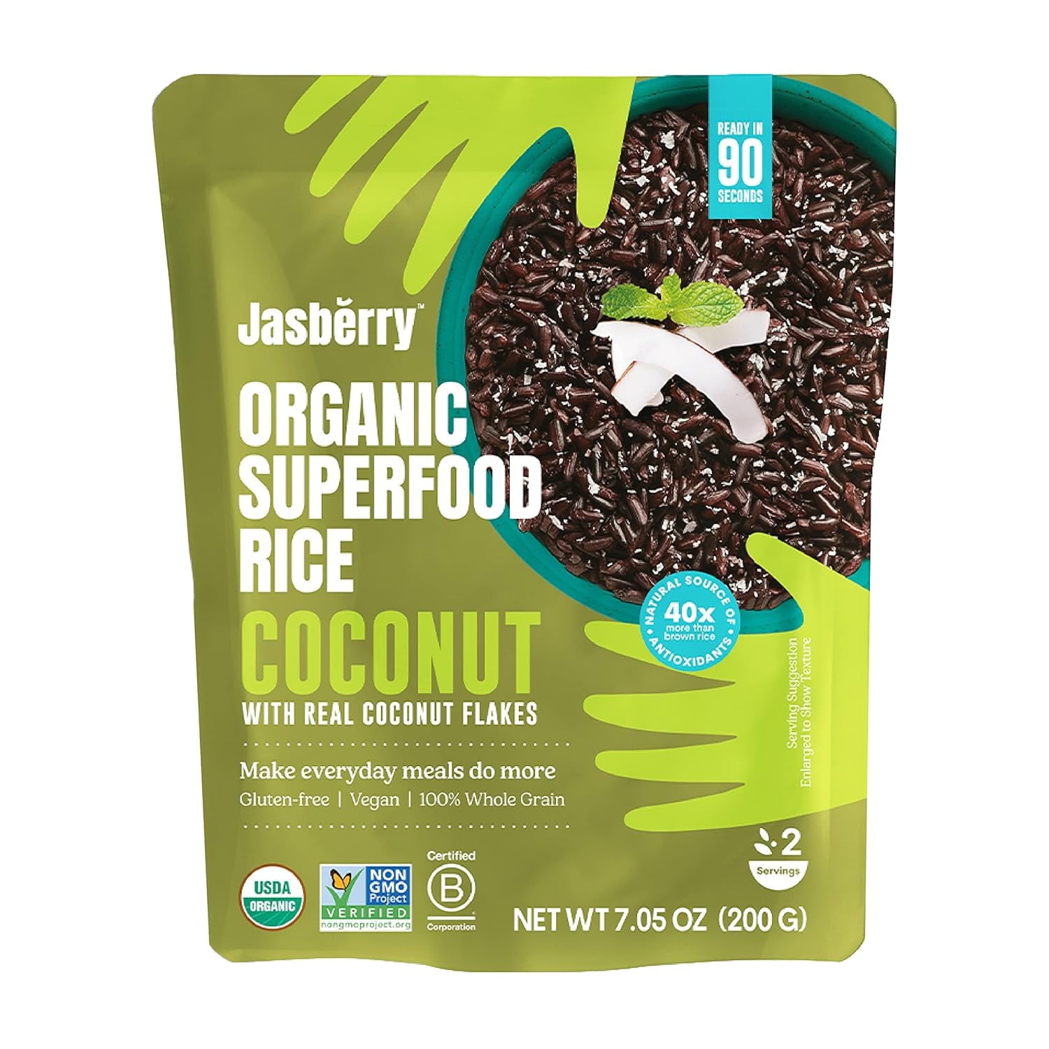 (Pack of 6) Jasberry Organic Superfood Coconut Rice, 7.05 oz - Walmart.com