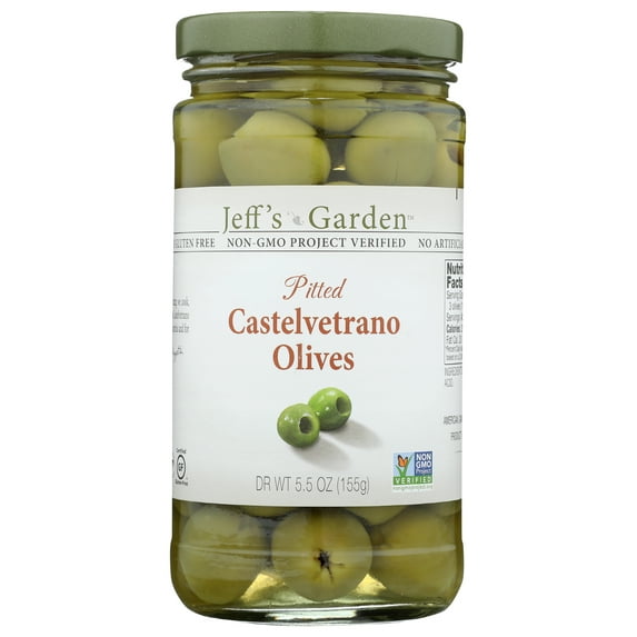Pack of 6, Jeffs Garden Pitted Castelvetrano Olives, 5.5 oz