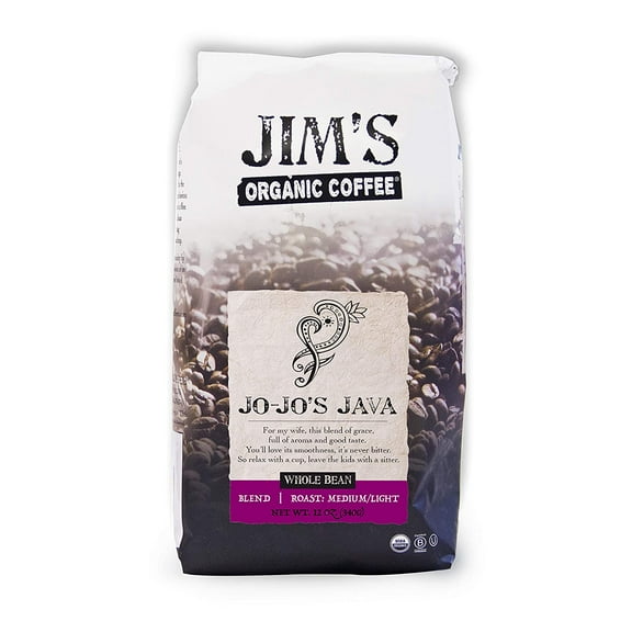 Pack of 6, Jims Organic Coffee Jo-Jo's Java, 12 oz