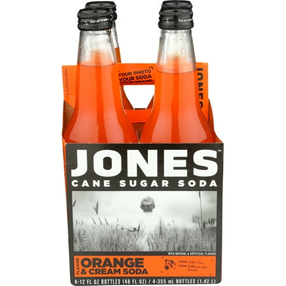 (Pack of 6) Jones Soda 4 Pack Orange & Cream 48 fl oz