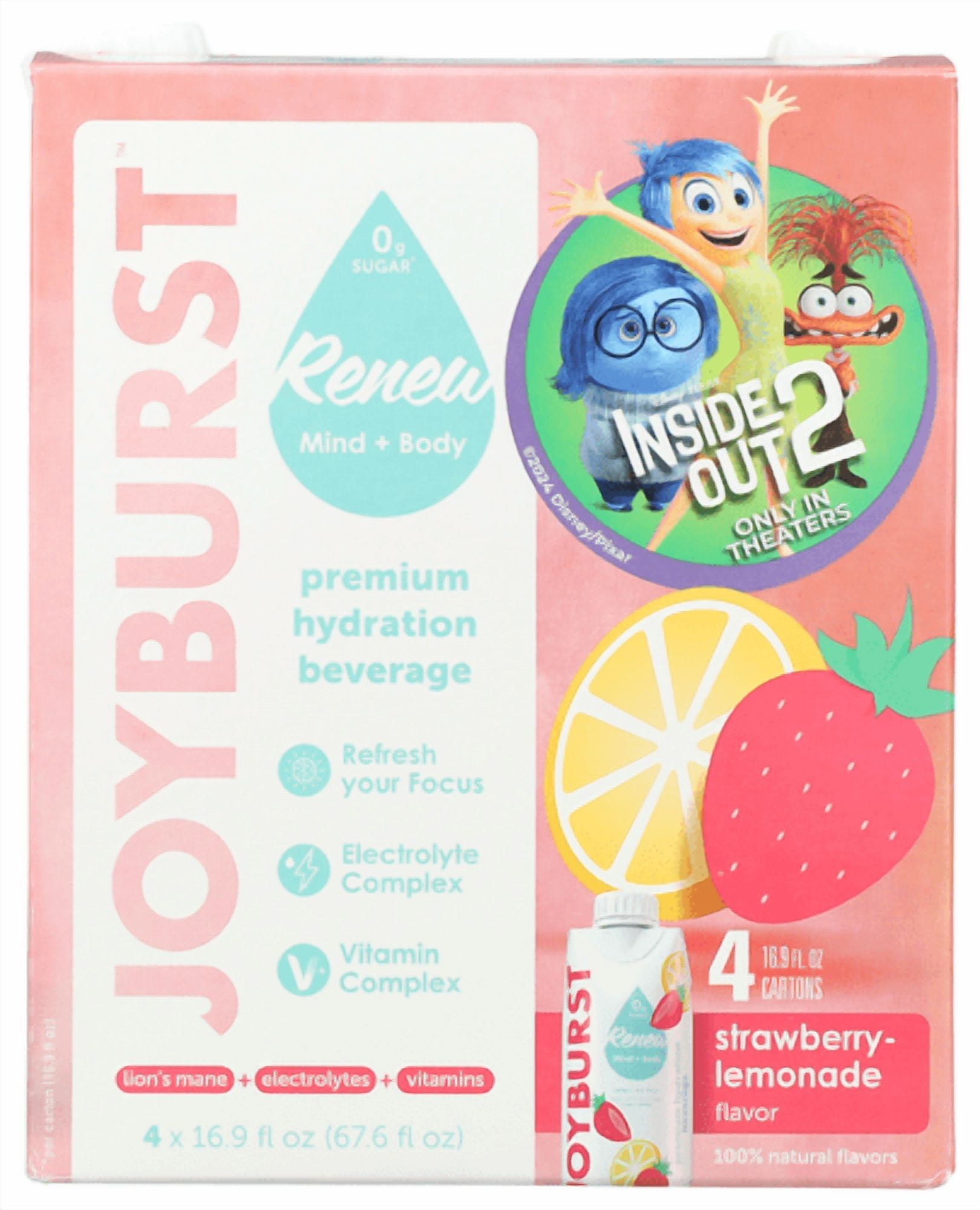 (Pack of 6) Joyburst Beverage Hydration Strawberry Lemon 4 Pack 67.6 fl oz
