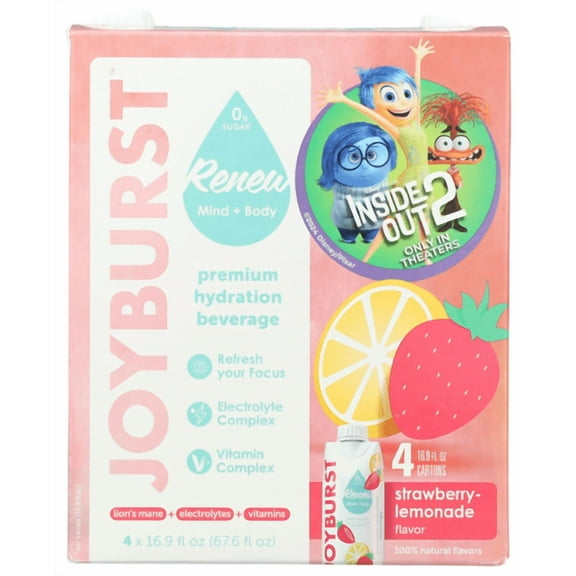 (Pack of 6) Joyburst Beverage Hydration Strawberry Lemon 4 Pack 67.6 fl oz