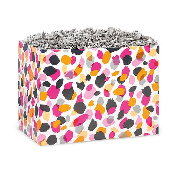Pack of 6, Jungle Spots Basket Box, Large 10.25x6x7.5" for Celebration, Party, Holiday, Birthday and Events, Made in USA